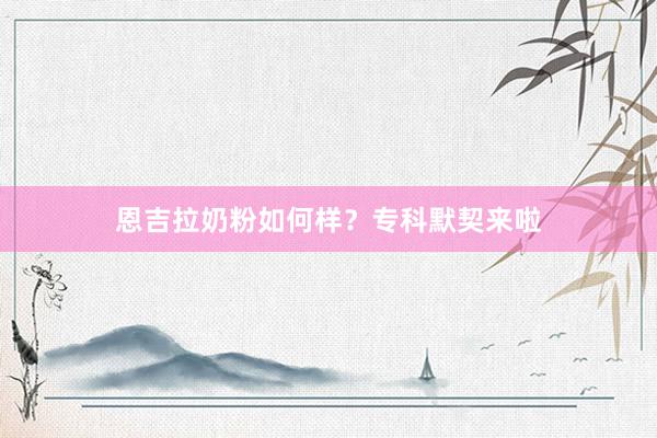 恩吉拉奶粉如何样？专科默契来啦